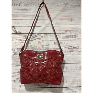 Coldwater Creek Red Braided Weaved Shoulder Purse Bag‎ Lined